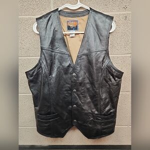 Cripple Creek Men's Snap Front Leather Vest Black Small ML1059 100% Leather